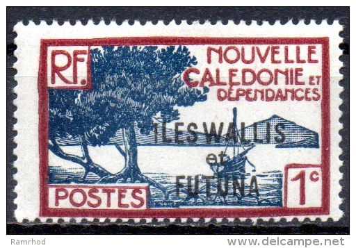 WALLIS & FUTUNA ISLANDS 1930 Boat & Tree - 1c. - Blue And Purple  MH - Ungebraucht