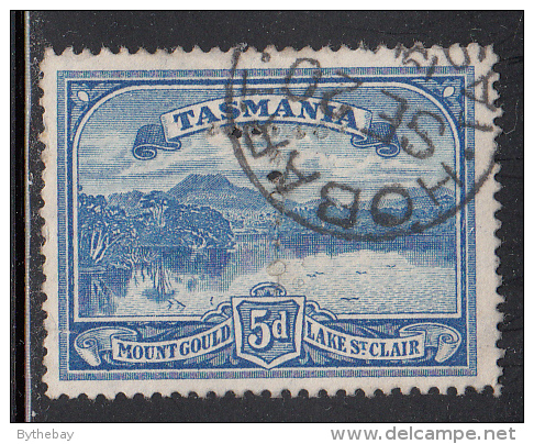 Tasmania Used Scott #92 5p Mt. Gould And Lake St. Clair Perfin: 'T' - Used Stamps