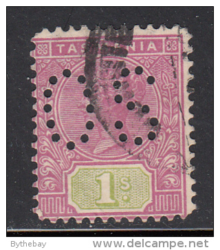 Tasmania Used Scott #99 1sh Victoria Perf: 12.5 Perfin: 'OS' Upright - Used Stamps