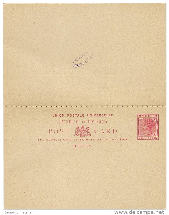 Entier Postal Une Piastre Avec Reponse Payé Oblitéré De Larnaca Du 23 Aout 1893 Pour La France , Rare - Chypre (...-1960)