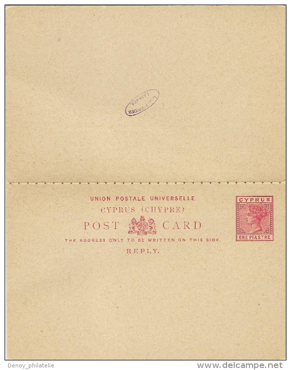 Entier Postal Une Piastre Avec Reponse Payé Oblitéré De Larnaca Du 23 Aout 1893 Pour La France , Rare - Cyprus (...-1960)