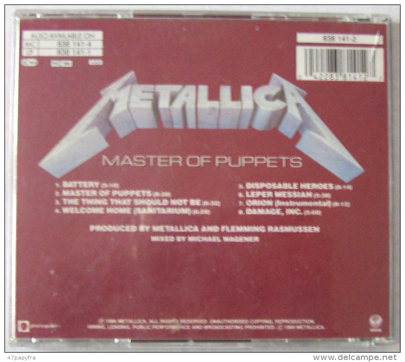METALLICA CD 8 Titres + Livret  ROCK Métal  Master Of Puppets Bon état - Hard Rock & Metal