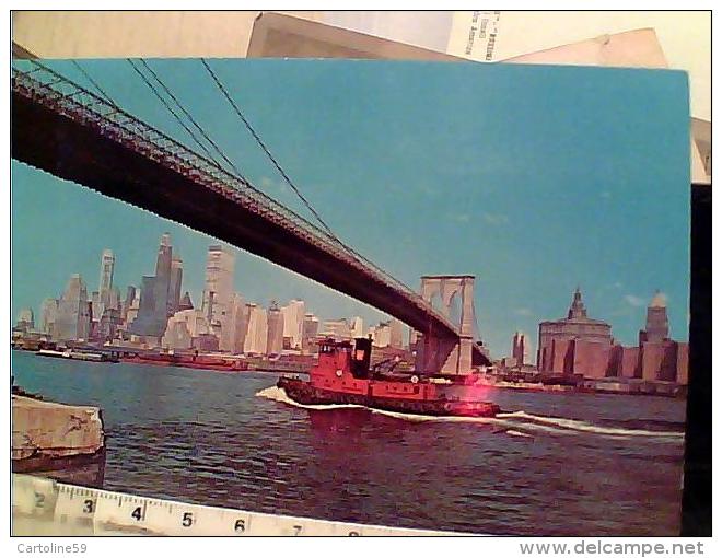 USA NEW YORK  BROOKLYN  BRIDGE E NAVE SHIP  RIMORCHIATORE   VB1972   EN9500 - Brooklyn