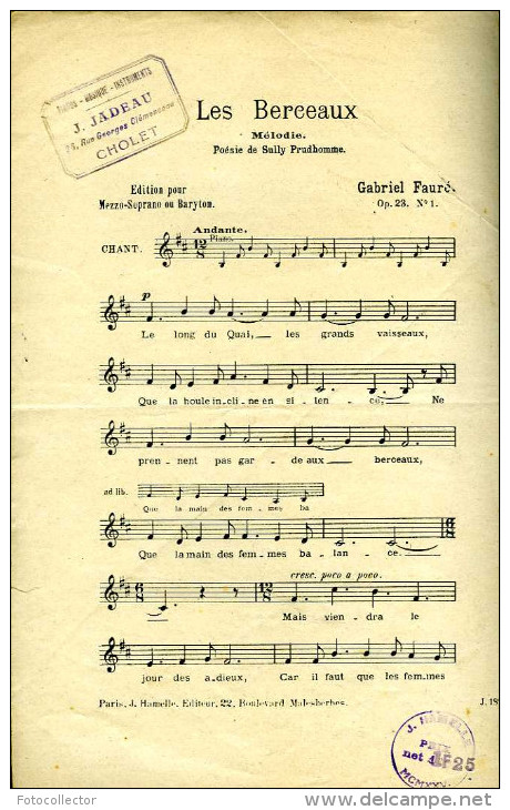 Partition Les Berceaux Par Sully Prudhomme Et Gabriel Fauré - Spartiti