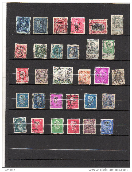 EUROPE - Lot De 30TIMBRES- PERFORES-stamps PERFORATED- Belgique*Espagne*Allemagne - Lots & Kiloware (mixtures) - Max. 999 Stamps
