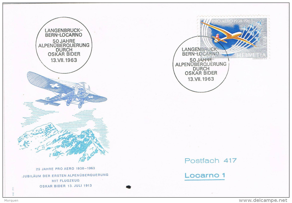 10819. Carta Langenbruck BERN LOCARNO (Suisse) 1963. Pro Aereo - Erst- U. Sonderflugbriefe