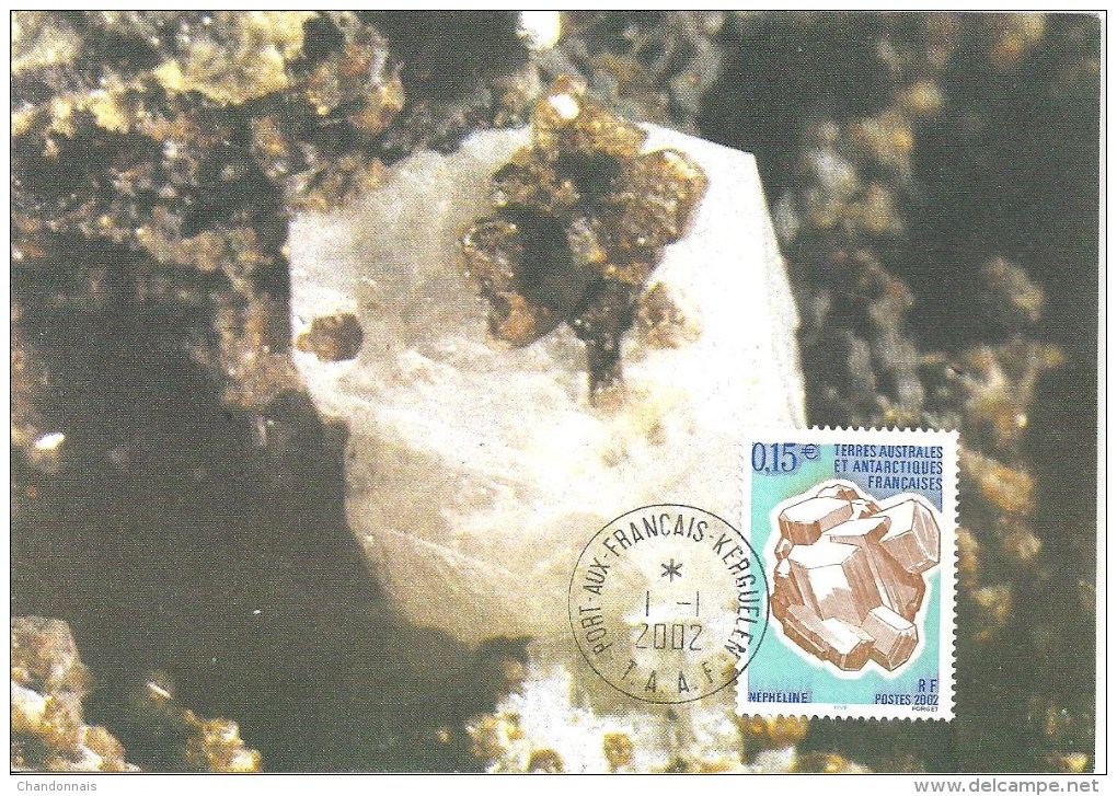 (L265) TAAF 2002 Néphéline (minéraux) Sur Carte Prmeir Jour N° Yvert 327 - FDC