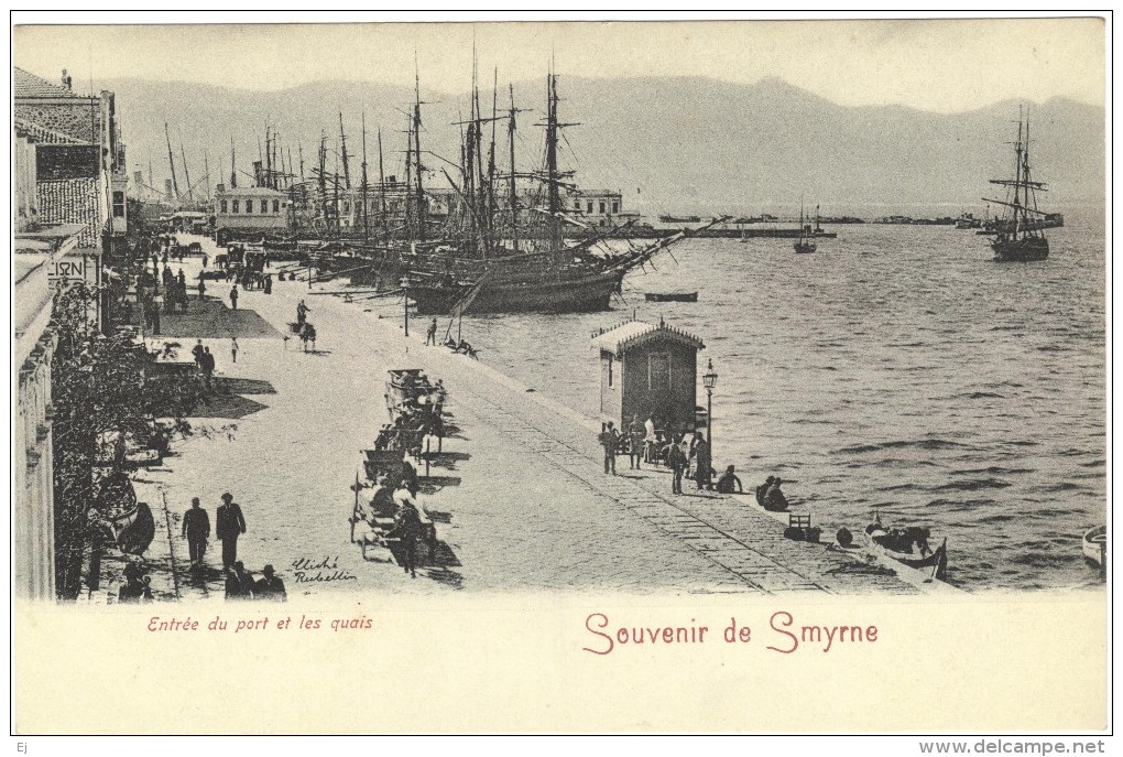 Souvenir De Smyrne - Entree Du Port Et Les Quais - Black & White Postcard - Cliche Rubellin - Turchia