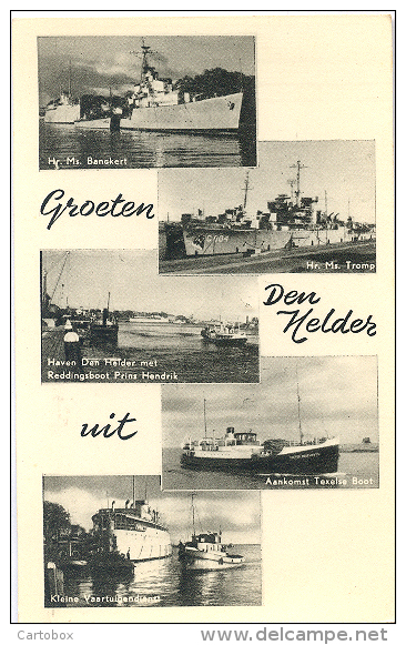 Den Helder, Groeten Uit Den Helder   (vijfluik Met Marineschepen)    (glansfotokaart) - Den Helder