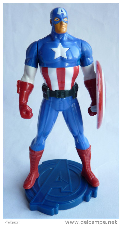 FIGURINE MAXI KINDER MONTABLE 2014 AVENGERS - CAPTAIN AMERICA AVEC SON BOUCLIER - MARVEL - Ü-Ei