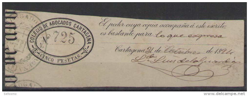 Cartagena 1891 5p Colegio De Abogados,usado                  #19 - Fiscal-postal