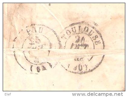 Lettre De FOIX ARIEGE ,22 OCT 1849,taxée, D'un Militaire Chasseur Au 8e Léger, En Départ Pour L'Afrique > Pau, TB - 1849-1876: Classic Period