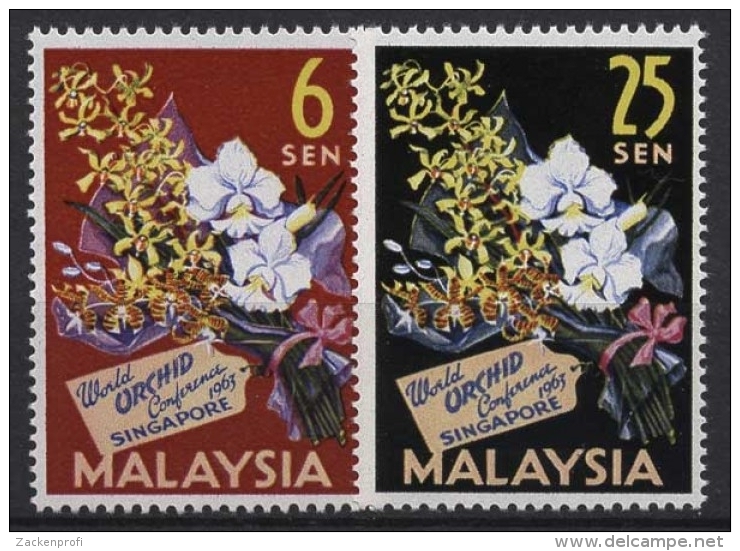 Malaysia 1963 Pflanzen Blumen Orchideen 4/5 Postfrisch - Federation Of Malaya