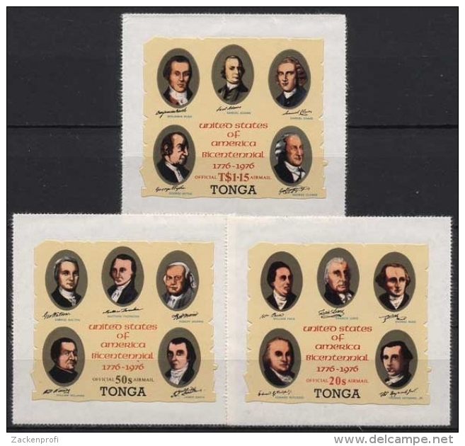 Tonga 1976 200 Jahre USA Dienstmarken 144/46 Postfrisch - Tonga (1970-...)