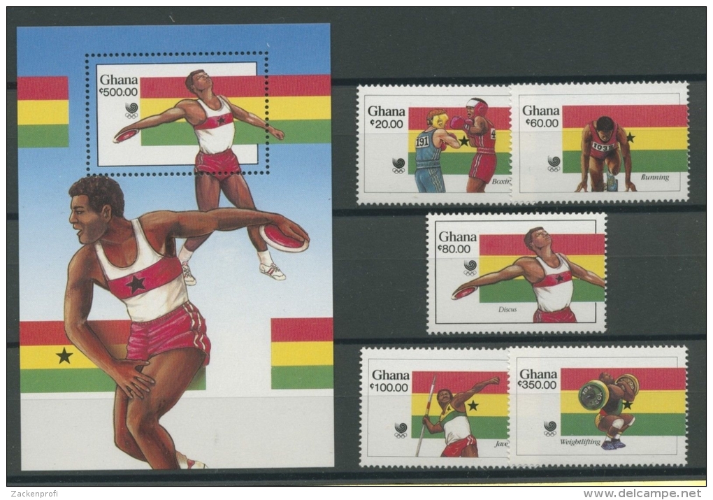 Ghana 1988 Olympiade 1205/09 Block 131 Postfrisch (G4687) - Ghana (1957-...)