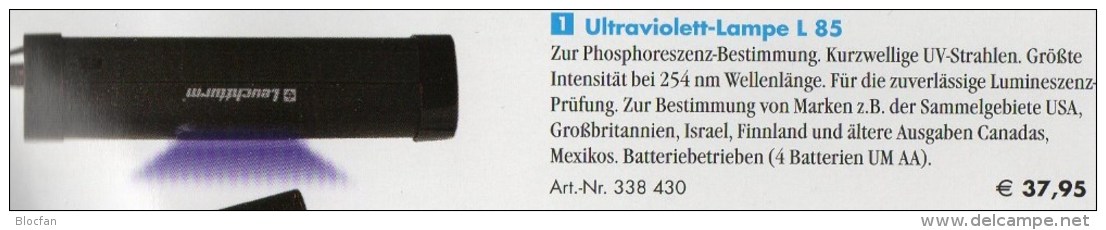 Lumogen+ Phospor-Prüfer L85 Neu 38€ Briefmarken Geld Münzen Paper Money LEUCHTTURM Offer In Black Phosphoreszenz+UV-lamp - Material