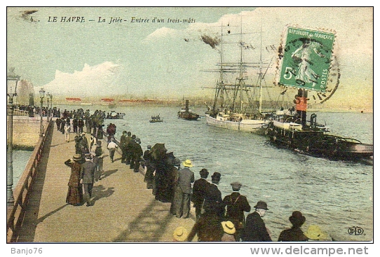 Le Havre (76) - La Jetée Entrée D'un Trois-mâts - Animé - Porto