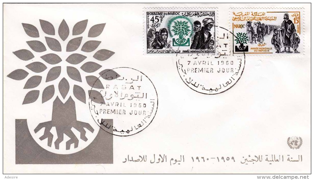 Maroc FDC-Brief 1960, Weltflüchtlingsjahr 1959-60, Schöne Frankierung, Sonderstempel - Marokko (1956-...)