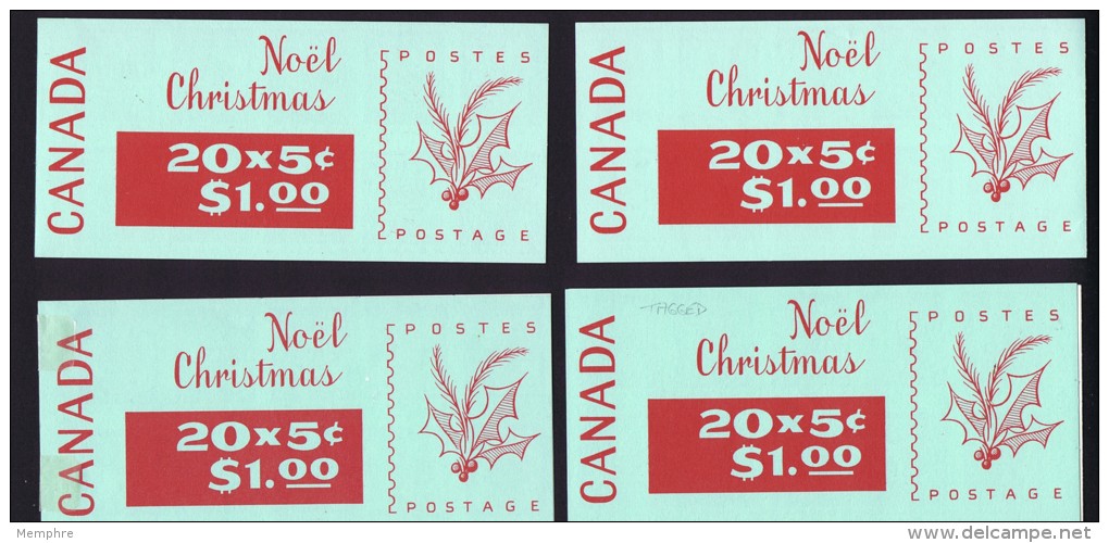 1968 Christmas Booklets Regular And Winnipeg Tagged, Left And Right Side Tabs  Sc 488 BK 72a-d ** - Nuovi