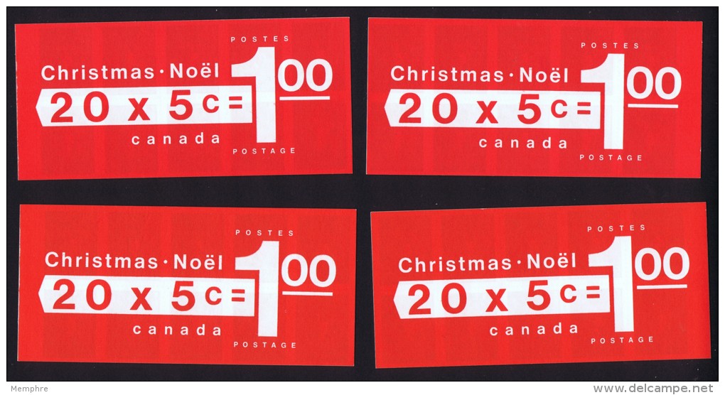 1969 Christmas Booklets Regular And Winnipeg Tagged, Left And Right Side Tabs  Sc 502 BK 73a-d ** - Unused Stamps