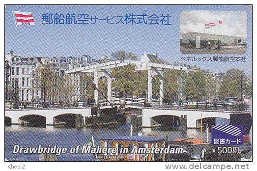 Carte Prépayée Japon - YAS - Site AMSTERDAM Drawbridge Of Mahere / Holland - Pont Bridge Japan Prepaid Tosho Card - Paisajes