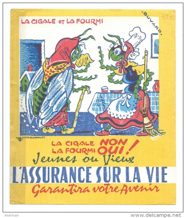BUVARD: Assurance Sur La Vie, La Cigale Et La Fourmi - Banco & Caja De Ahorros