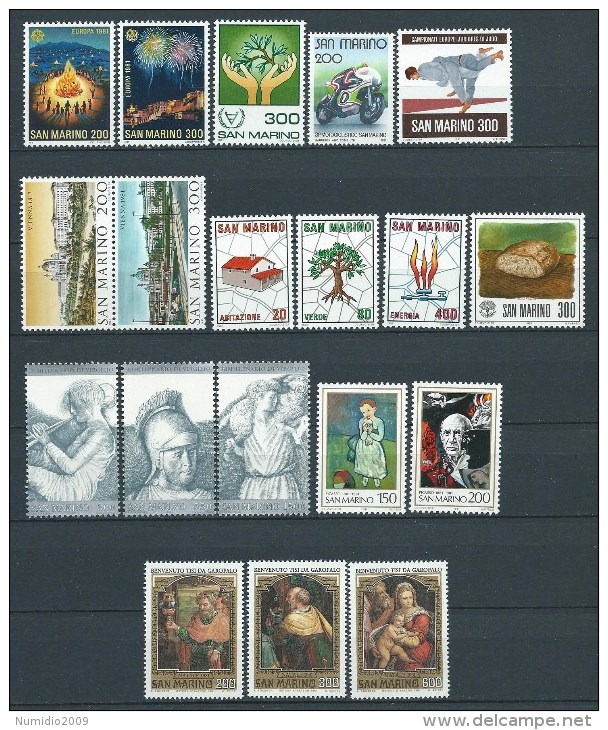 1981 SAN MARINO ANNATA 19 VALORI MNH ** - ED - Annate Complete