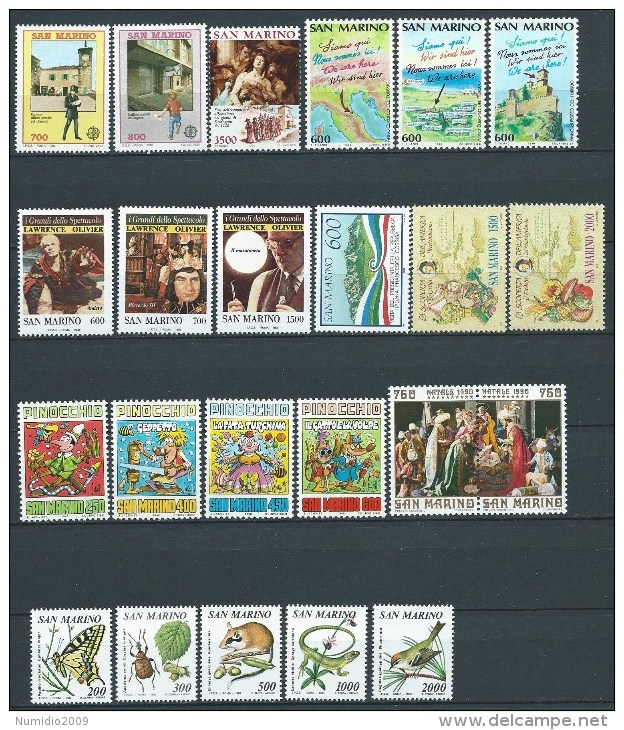 1990 SAN MARINO ANNATA 23 VALORI MNH ** - ED - Annate Complete