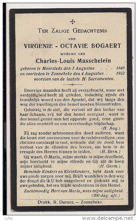 DP Virgenie Octavie BOGAERT - Masschelein - Moorslede - Zonnebeke  1849 / 1932 - Religione & Esoterismo