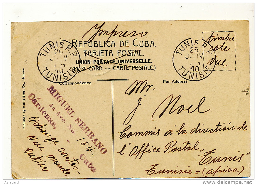 Cardenas A Corner Of Colon Park Maximum Stamp Colon To Tunis 1910 - Cuba