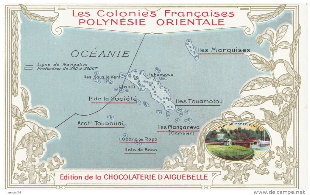 CPA - Carte De L´Archipel - Edition De La Chocolaterie D´Aiguebelle - Polynésie Française