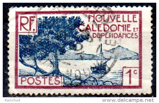 NEW CALEDONIA 1928 Pointe Des Paletuviers -  1c. - Blue And Purple FU CREASED CHEAP PRICE - Oblitérés