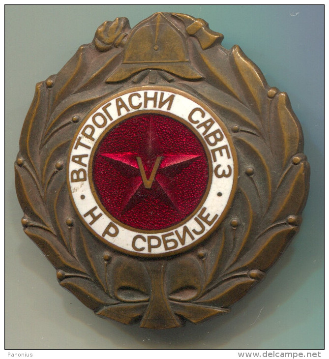 Fireman, Pompier, Firefighters, Bombero, Feuerwehr - Serbia, Association, 1950. Bronze, Medal & Enamel, Diameter: 42mm - Brandweerman