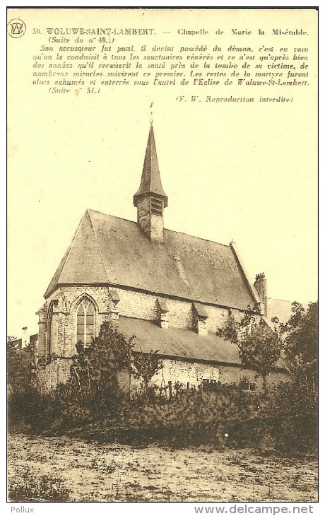 Cpa: WOLUWE ST LAMBERT " Chapelle De Marie La Mosérable " - Woluwe-St-Lambert - St-Lambrechts-Woluwe