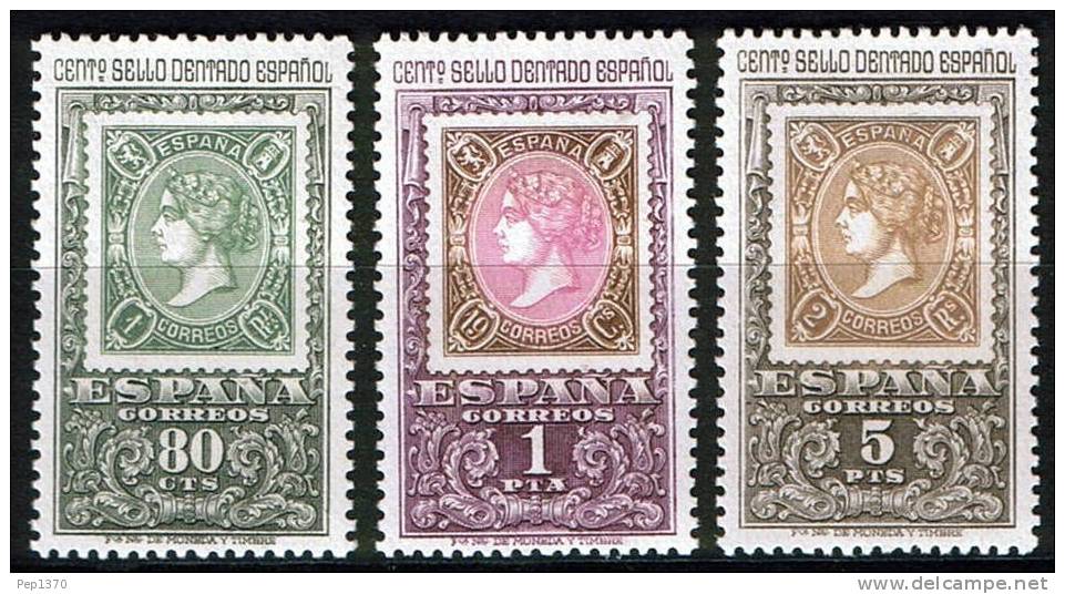 ESPAÑA 1965 - CENTENARIO DEL PRIMER SELLO DENTADO -  EDIFIL 1689/91  - YVERT 1346-1348 - Sellos Sobre Sellos