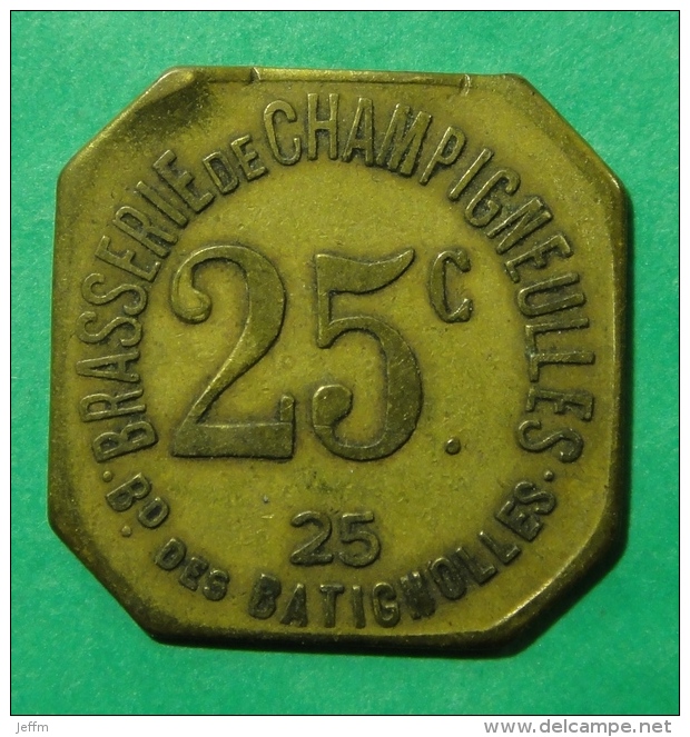 Brasserie De Champigneulles Bd Des Batignolles (Paris) - 25c - Monetari / Di Necessità
