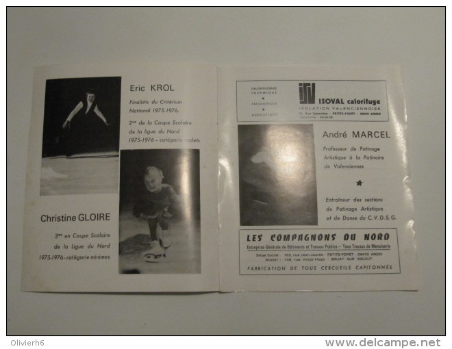 PUBLICITé (M1414) PATINOIRE DE VALENCIENNES (3 Vues) Gala De Fin De Saison 1975-1976 Eric Krol, Christine Gloire, Hockey - Sports & Tourisme