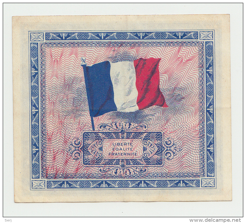 France 2 Francs 1944 XF+ CRISP Banknote P 114a 114 A - 1944 Drapeau/Francia