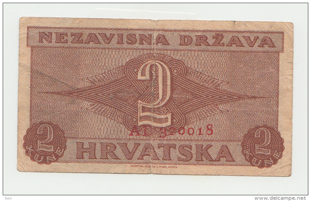 Croatia 2 Kuna (Kune) 1942 VF Banknote Pick 8 - Croatia