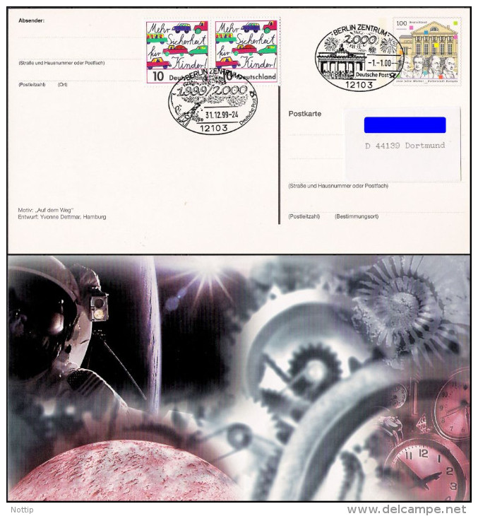 Pluskarte Deutsche Post Millenium 2 Verschiedene Sonderstempel 31.12.1999 Und 01.01.2000 #4 - Postcards - Used