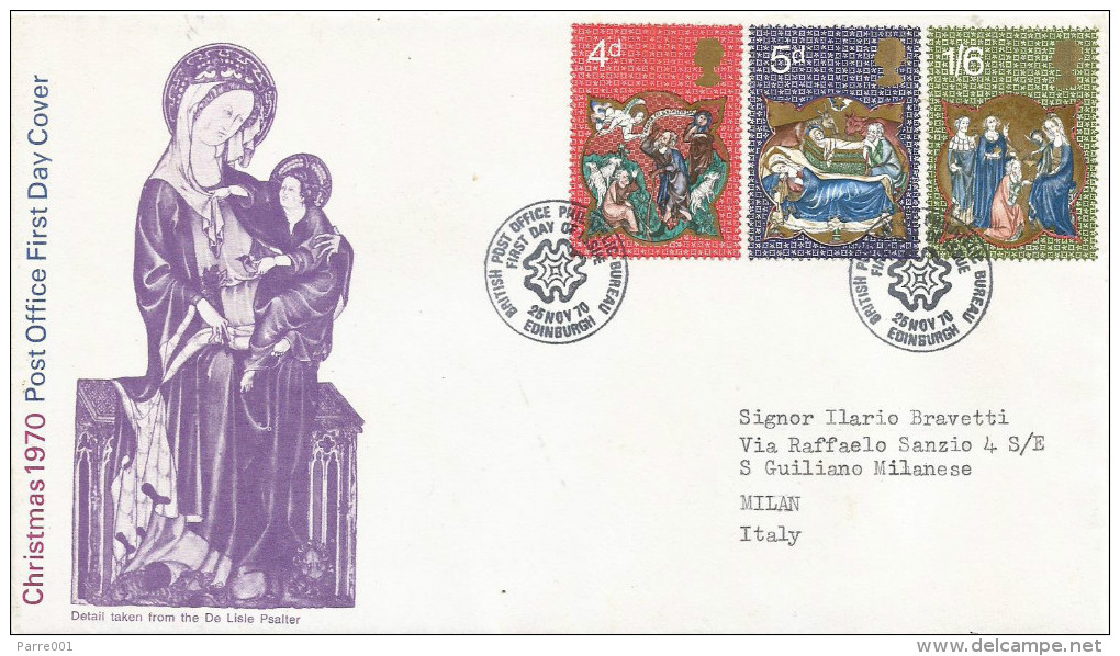 UK 1970 Edinburgh Christmas FDC Cover - 1952-1971 Em. Prédécimales