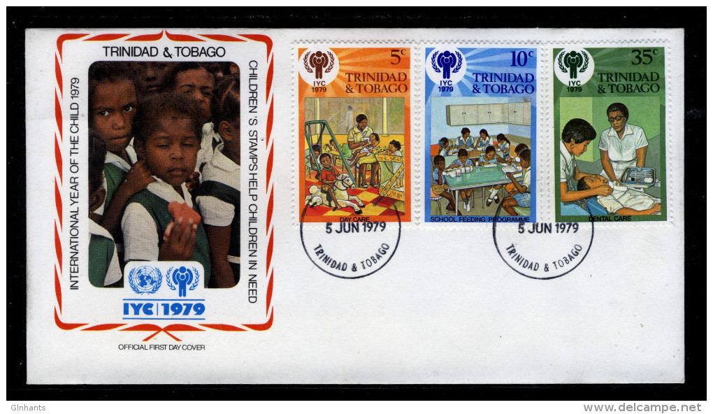 TRINIDAD & TOBAGO - 1979 INTERNATIONAL YEAR OF THE CHILD IYC OFFICIAL LOW VALUES FIRST DAY OF ISSUE FDC SG 532-534 - Trinité & Tobago (1962-...)