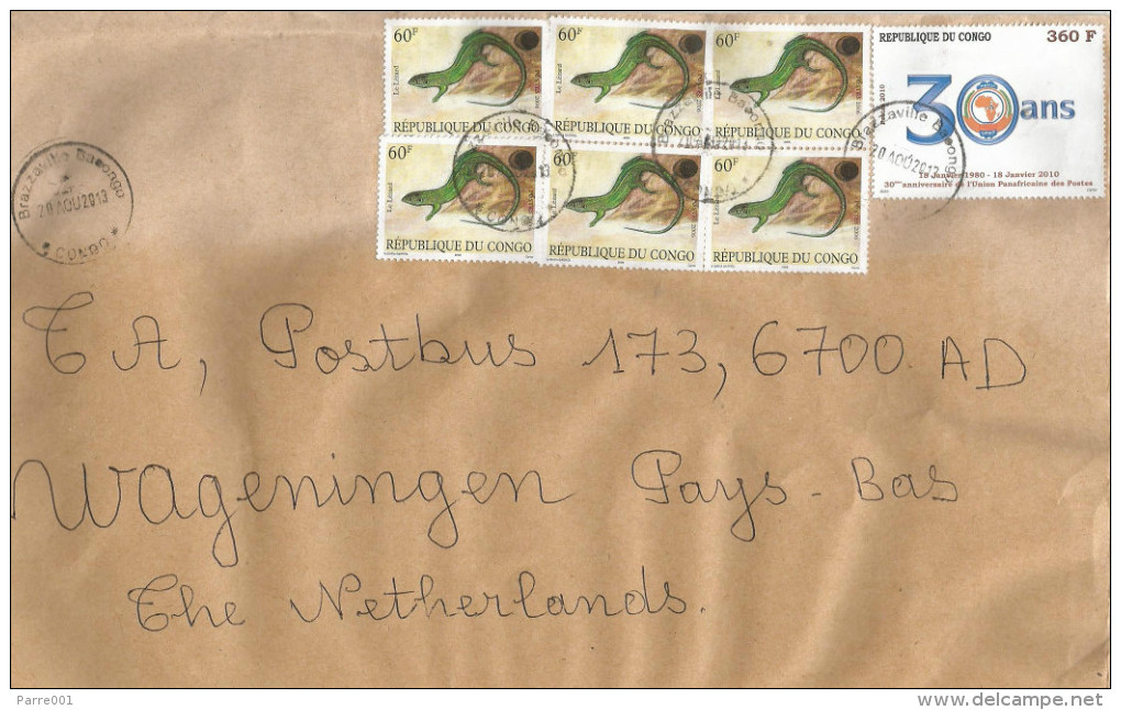 Congo 2013 Brazzaville Bacongo Lizard Reptile 60f African Post PAPU 360f Cover - Afgestempeld