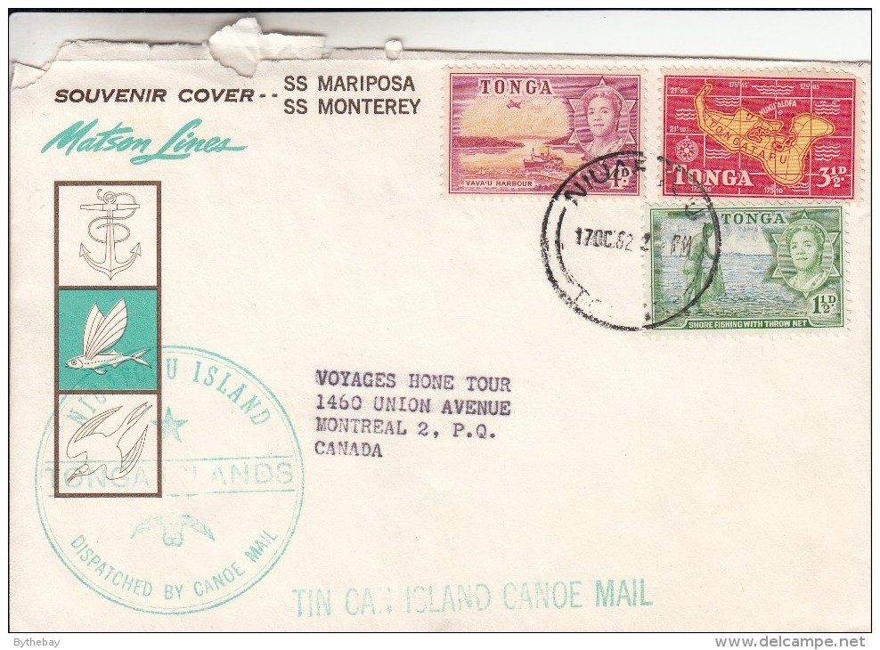Tonga Ship Cover S.S. Monteray Franked With Scott #101, #104, #105 - Tonga (...-1970)