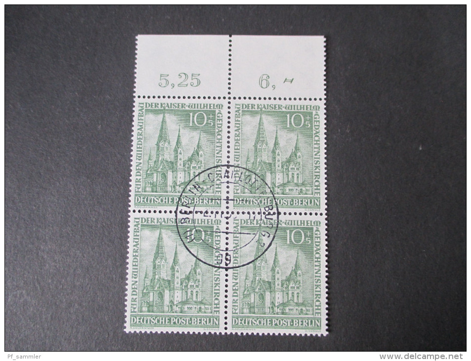 Berlin 1953 Nr. 107 Gedächtniskirche Im 4er Block Vom Oberrand!!! Luxus! Katalogwert 220&euro;. Tolles Stück!! - Used Stamps