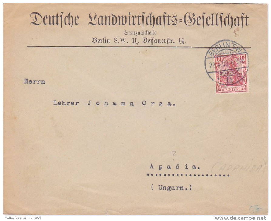879A  DEUTFCHE LANDMIRTFCHAFTS  ,PATENT "DLG" , COVER  ,1909 GERMANIA - Perforiert/Gezähnt