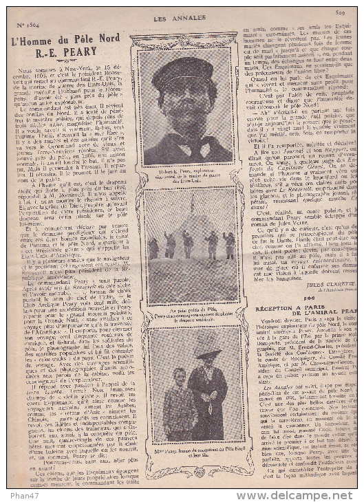 LES ANNALES N°1564 Du 15/06/1913. Gabriele D´Annunzio, Arcachon, Île De Chypre... R.E. PEARY L´homme Du Pôle N. Corrida - Allgemeine Literatur