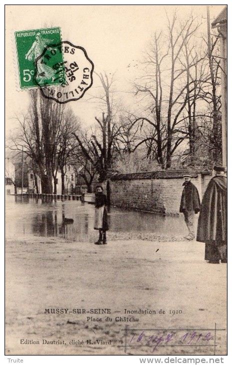 MUSSY-SUR-SEINE INONDATION DE 1910 PLACE DU CHATEAU ANIME - Mussy-sur-Seine