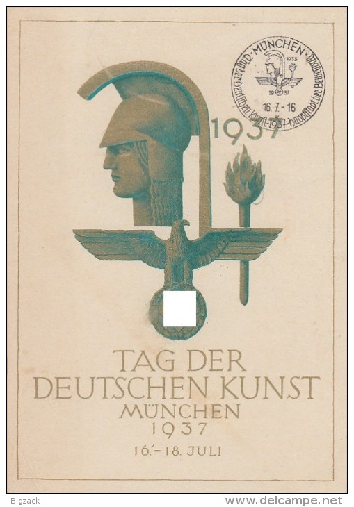 DR Amtliche Festpostkarte Tag Der Dt. Kunst 1937 EF Minr.646 SST München 16.7.37 - Briefe U. Dokumente