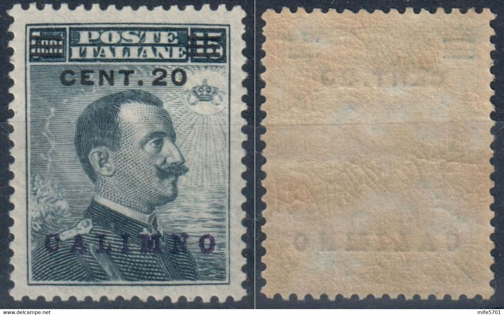 REGNO D'ITALIA COLONIA CALINO / CALIMNO 1916 - MICHETTI C. 20 Su C. 15 NERO - BUONA CENTRATURA NUOVO MNH ** - SASSONE 8 - Egée (Calino)